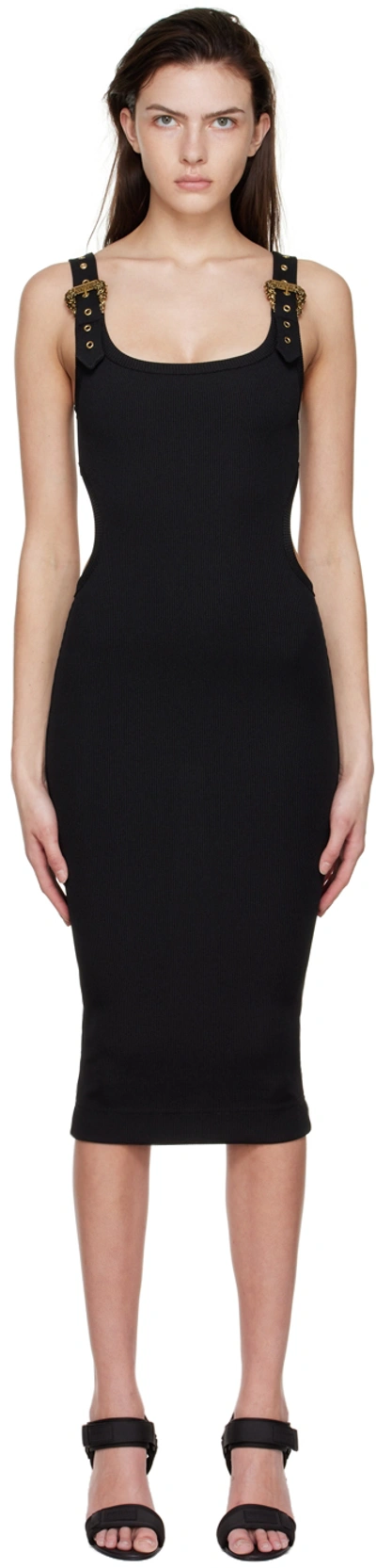 Versace Jeans Couture Black Polyester Midi Dress
