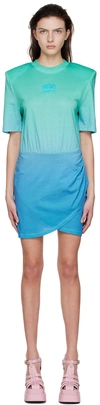 Versace Jeans Couture Blue Cotton Mini Dress In Eop6 Blue