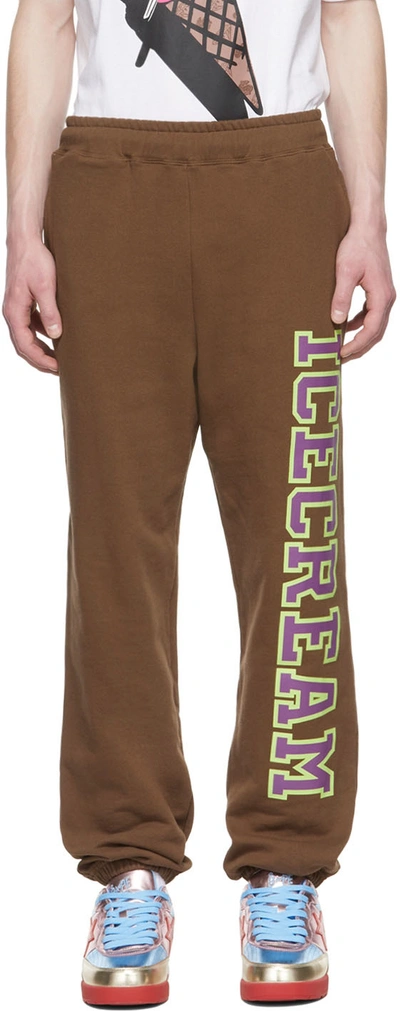 Icecream Cotton Logo-print Track Pants In Brown