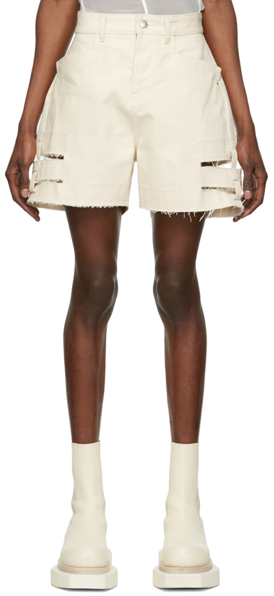 Rick Owens Distressed Cut-off Shorts In Off White