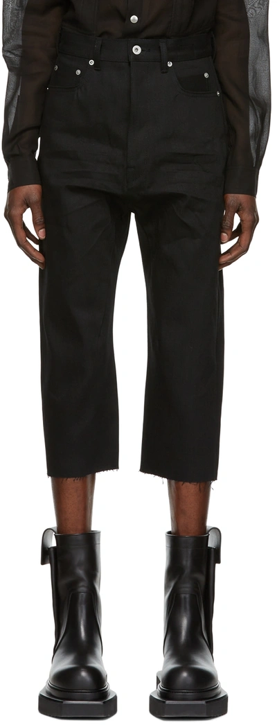 Rick Owens Bolan Raw-cuff Relaxed-fit Jeans In Black