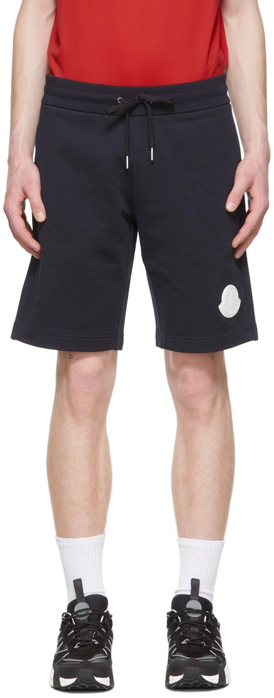 Moncler Logo Patch Track Shorts In Blue