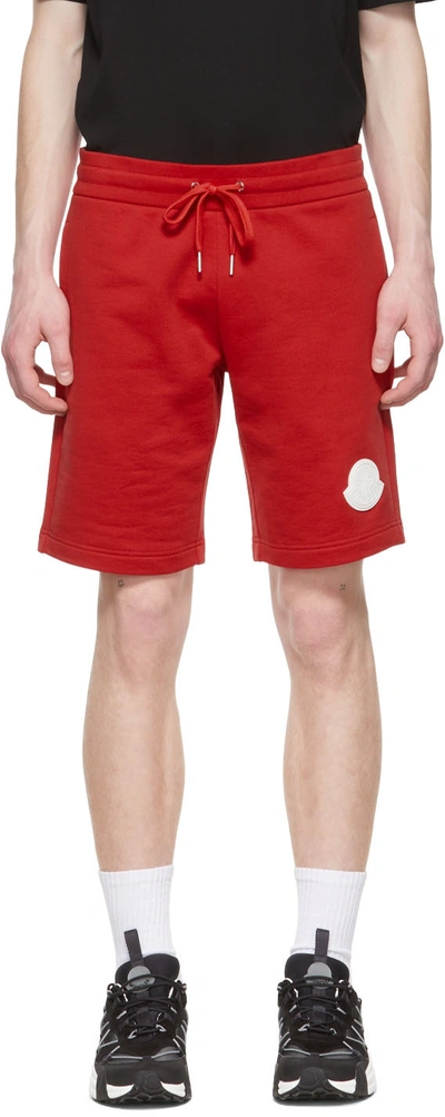 Moncler Red Cotton Shorts In 455 Red
