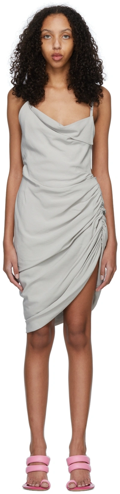 Jacquemus La Dressing Gown Saudade Viscose Mini Dress In White