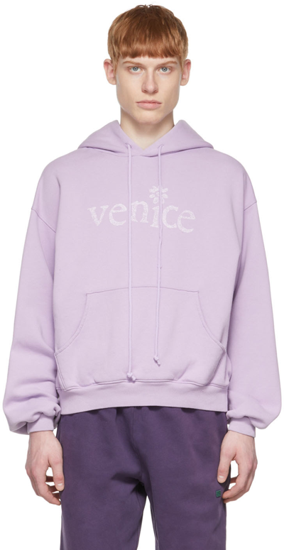 Erl Venice Printed Cotton-blend Jersey Hoodie In Pink