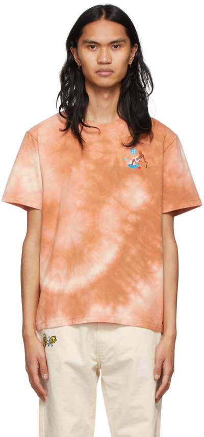 Carne Bollente Embroidered-motif Tie-dye T-shirt In Orange