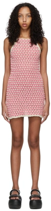Marco Rambaldi Pink & Beige Cotton Mini Dress In White Fushi