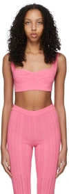 Marco Rambaldi Viscose Blend Rib Knit Bra Top In 14 Fuxia