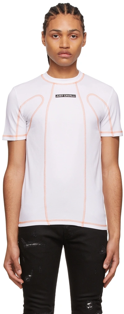 Just Cavalli White Polyester T-shirt In 100 Optical White