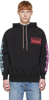 Aries Logo-print Drawstring Hoodie In Black