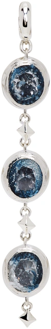 Sweetlimejuice Silver Denim Oval Single String Single Earring In Silver