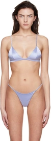 Fleur Du Mal Blue Silk Triangle Bra In Pastel Sky