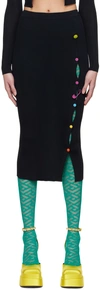 Versace Safety Pin Ribbed-knit Midi Skirt In 1b000 Black