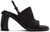 ANN DEMEULEMEESTER BLACK CALFSKIN HEELED SANDALS