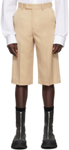 WE11 DONE BEIGE POLYESTER SHORTS