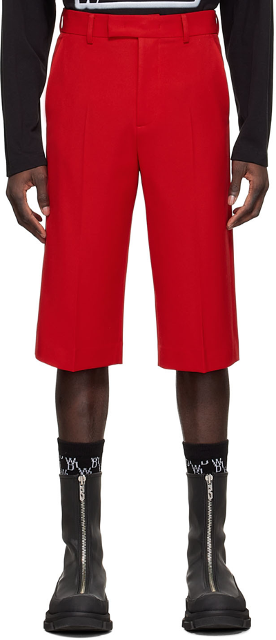 We11 Done Red Polyester Shorts