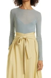 Vince Double Layer Long Sleeve Top In Sea Stone