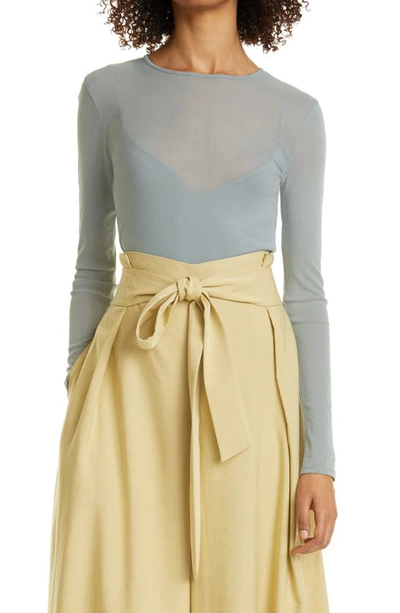 Vince Double Layer Long Sleeve Top In Sea Stone