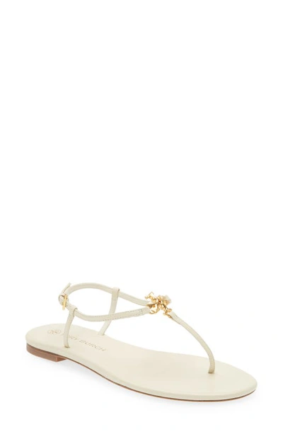 Tory Burch Capri T-strap Medallion Slingback Sandals In New Ivory