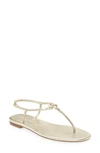 Tory Burch Capri Metallic Leather Ankle-strap Sandals In Gold