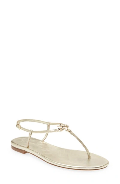 Tory Burch Capri Metallic Leather Ankle-strap Sandals In Gold