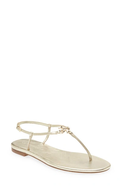 Tory Burch Capri Metallic Leather Ankle-strap Sandals In Spark Gold