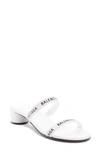 Balenciaga Logo-print Leather Sandals In White/ Black