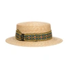 Borsalino Magiostrina Braided Straw Boater Ethnic Hatband In Natural Patterned Hatband