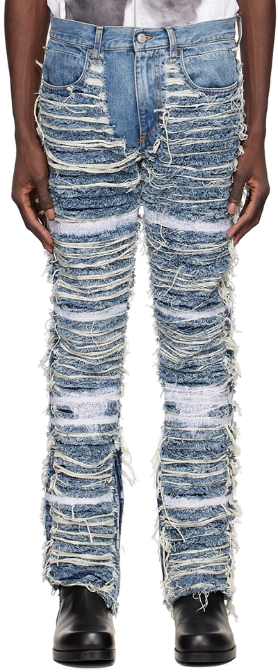 Alyx Blackmeans Fringe Straight-leg Jeans In Light Blue