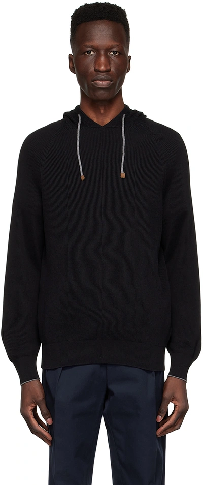 Brunello Cucinelli Black Cotton Hoodie