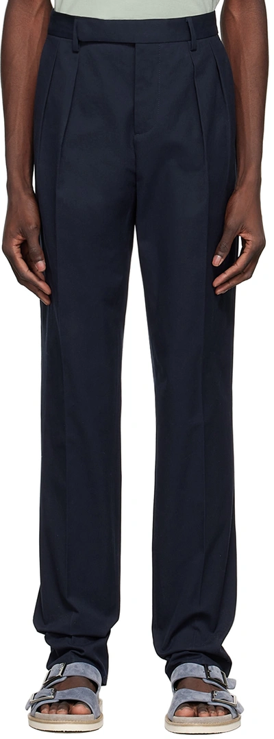 Brunello Cucinelli Straight-leg Cotton Trousers In Blue