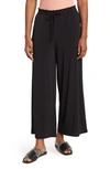 Ellen Tracy Palm Outline Smocked Crop Pants In Black