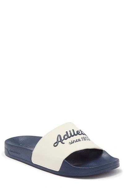 Adidas Originals Adilette Shower Slide In Wonder White/shadow Navy