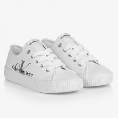 Calvin Klein Jeans Est.1978 Teen White Canvas Trainers