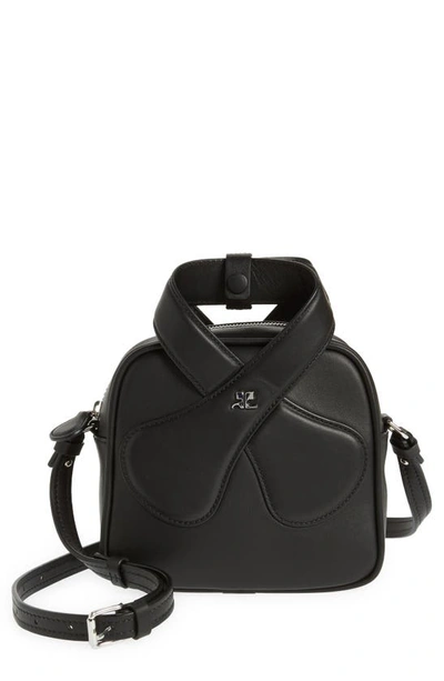 Courrèges Leather Loop Top Handle Bag In Black