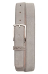 Zegna Luxe Leather Belt In Dark Grey