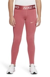 Nike Pro Warm Dri-fit Big Kids' (girls') Leggings In Pink