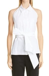 Max Mara Cotton Poplin Waistcoat Top In Bianco Ottico