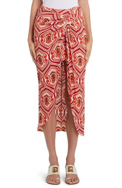 Etro Women's Kundalini Printed Twist-front Mini Skirt In Arancio