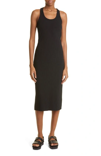 Vince Rib Knit Racerback Body-con Dress In Black