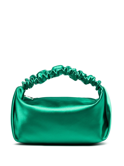 Alexander Wang Scrunchie Satin Mini Clutch In Green