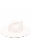 RUSLAN BAGINSKIY WHITE CHAIN STRAP FEDORA HAT