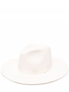 Ruslan Baginskiy Straw Chain-strap Fedora Hat In White