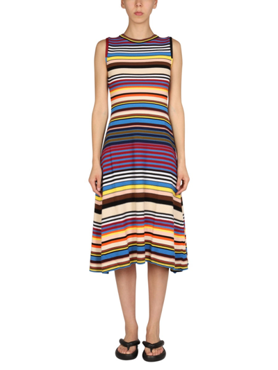 Paul Smith Horizontal-stripe Knitted Dress In Multicolor