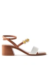 Fabrizio Viti Bibi Leather Block-heel Sandals In White Leather