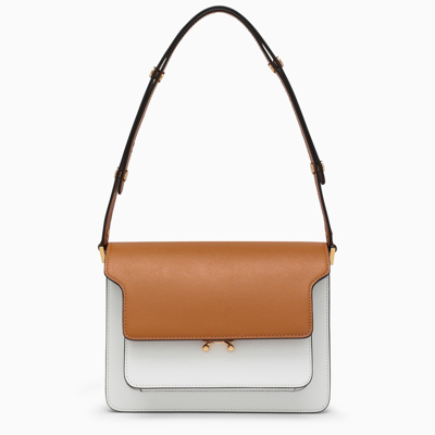 Marni White And Brown Trunk Leather Bag In Neutrals