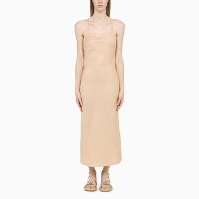 Remain Birger Christensen Nude Linen Long Dress In Beige