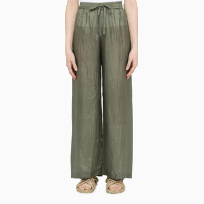The Rose Ibiza Olive Green Silk Palazzo Trousers