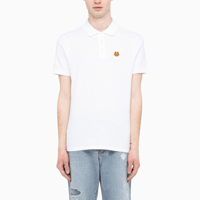 Kenzo White Tiger-patch Polo Shirt