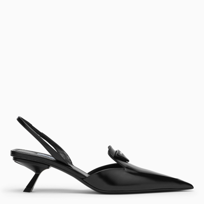 Prada Décolleté Slingback In Pelle Nera In Black